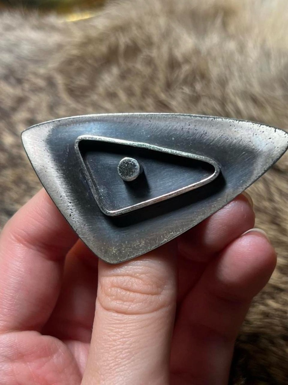 Nita Lustig sterling silver abstract brooch